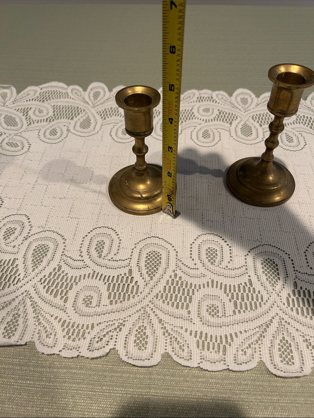 Set of 2 Brass Candle Holders with twisted taper candles. See pics for sizes - Picture 10 of 11